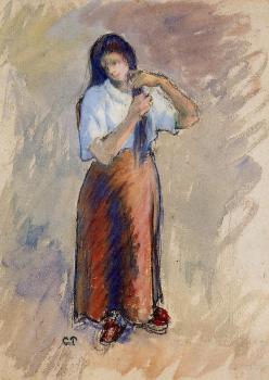 卡米耶 畢沙羅 Young Woman Knotting Her Hair 卡米耶 畢沙羅 Young Woman Knotting Her Hair